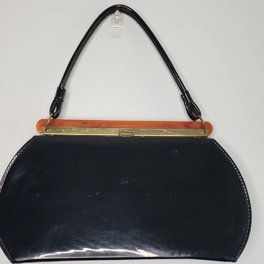 Dubette Patent Leather Handbag With Lucite